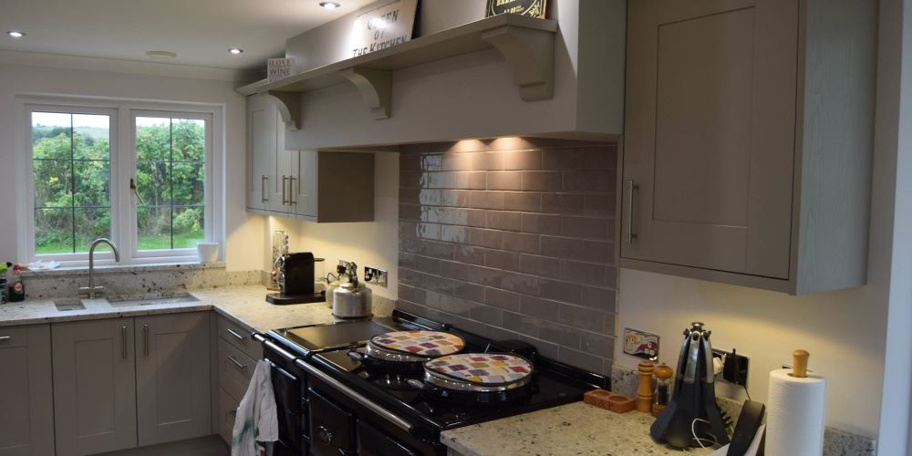 Upstands with tiled splashback